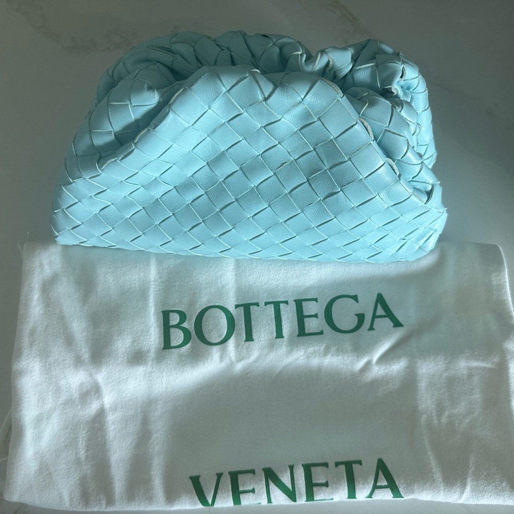 Bottega Veneta Intrecciato Aqua Teen Leather Pouch